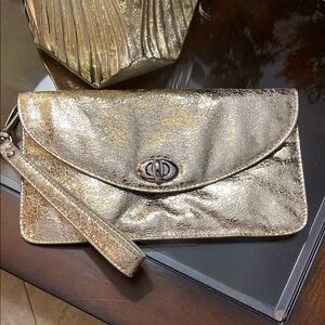 Gold Metallic Clutch Bag